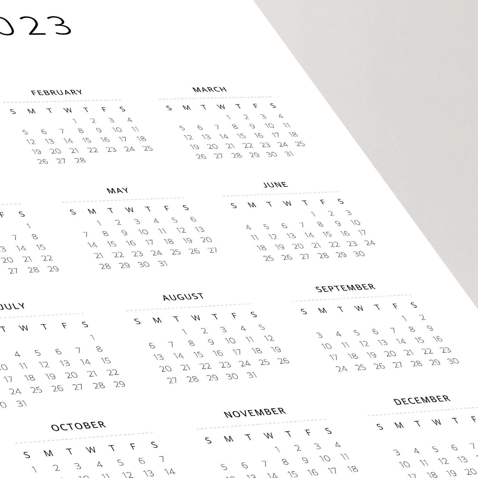 2022-23 Calendar Printable Yearly Calendar Modern Calendar - Etsy