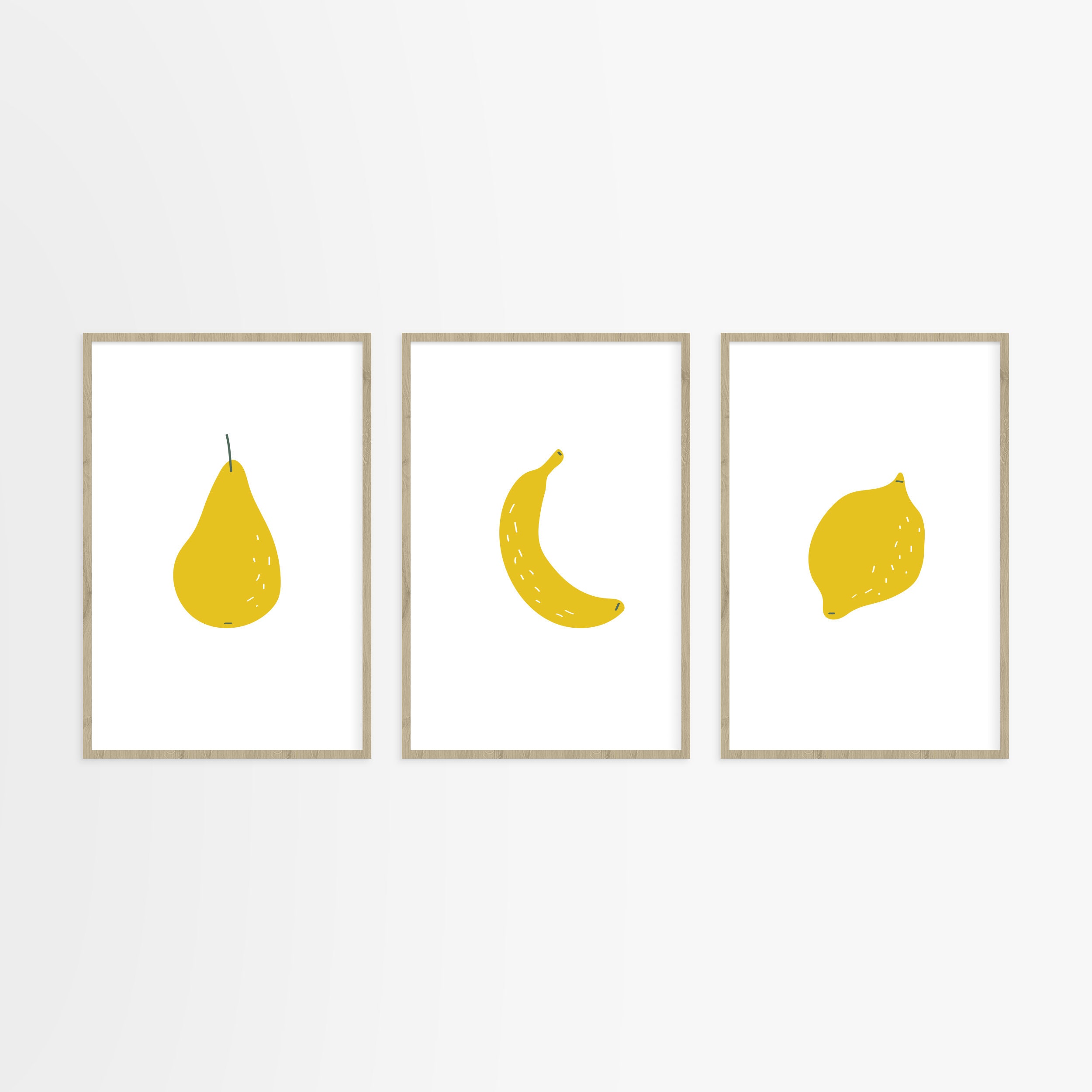 Yellow Wall Art Set of 3 Digital Print Wall Art Yellow Art Etsy