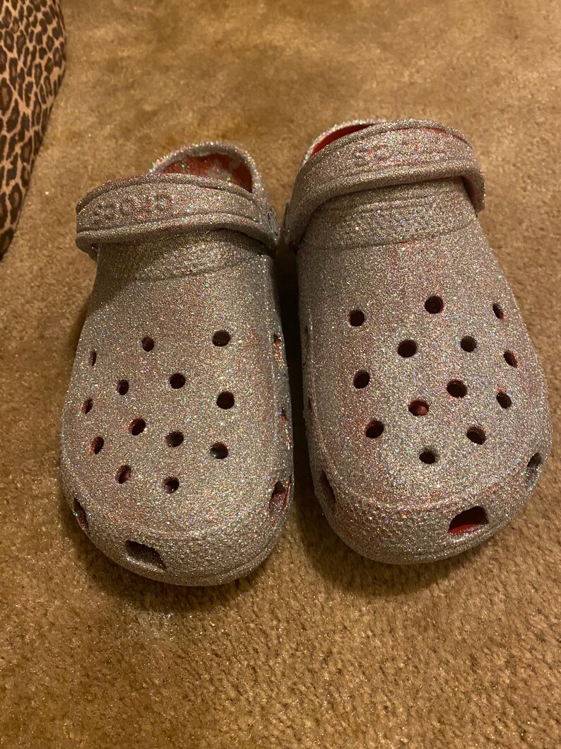 turquoise glitter crocs