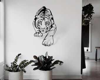 Hunting Tiger Metal Sign, Tiger Sign, Animal Decor, Lion Sign, Indoor Décor, New Home Gift