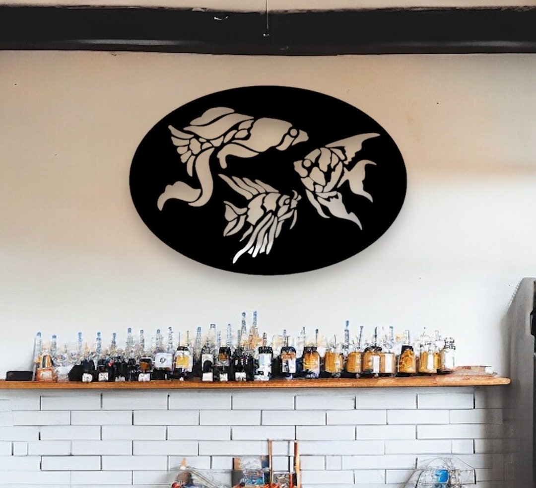 Fish Metal Sign, Outdoor Fish Sign, Ocean Decor, Nature Sign, Indoor ...
