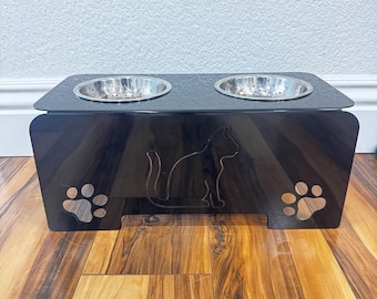 Pet Bowl Stand – Raised Dog or Cat Feeder – Modern Pet Bowl Holder – Handmade Pet Feeding Station – Custom Dog Bowl Stand