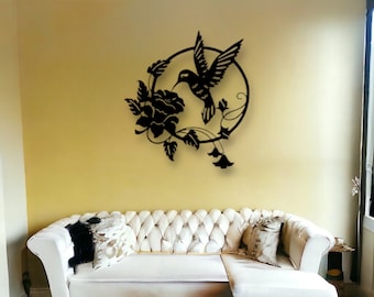 Hummingbird Metal Sign, Outdoor Hummingbird Sign, Floral Decor, Nature Sign, Indoor Décor, New Home Gift