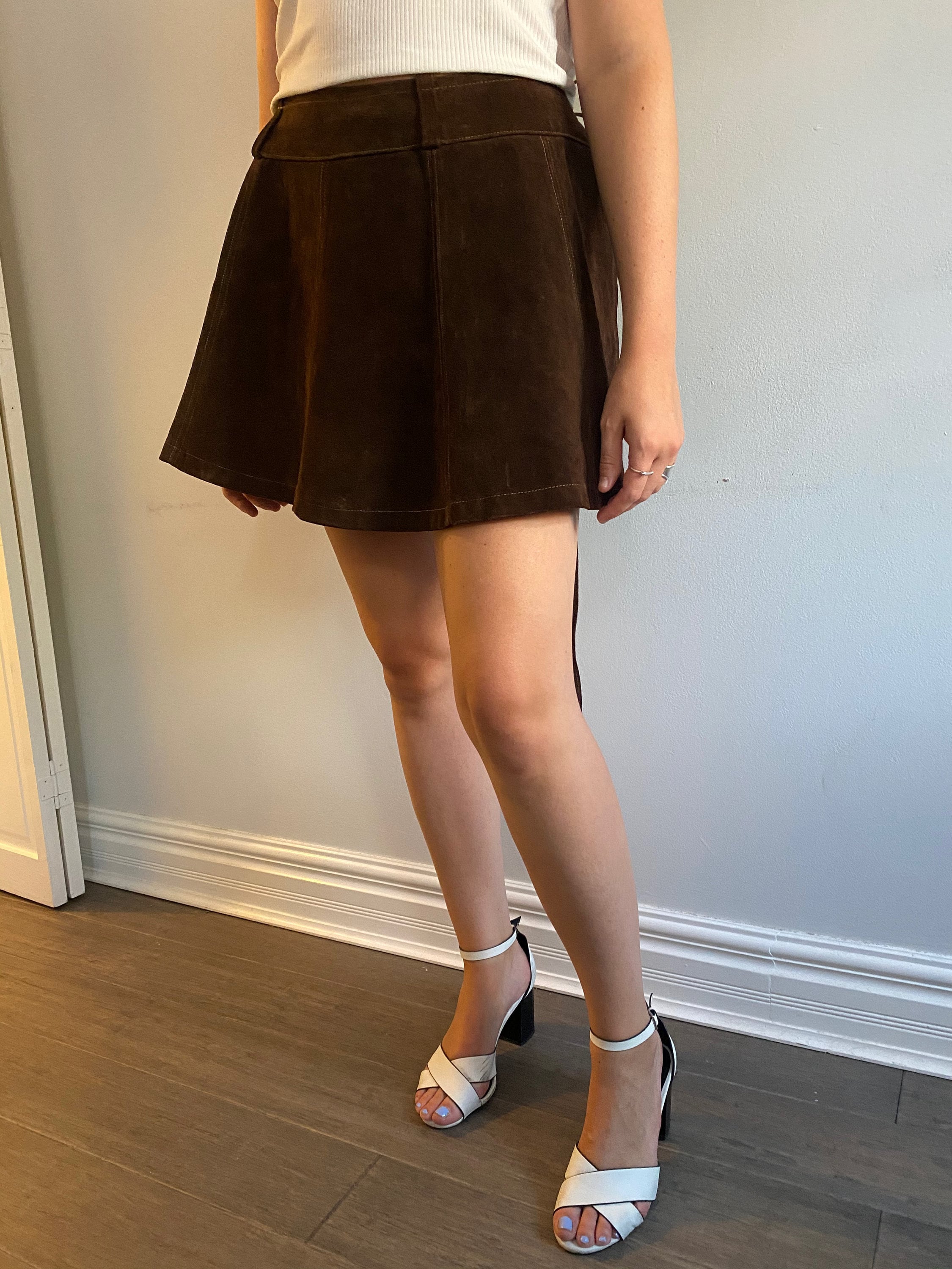 suede mini wrap skirt