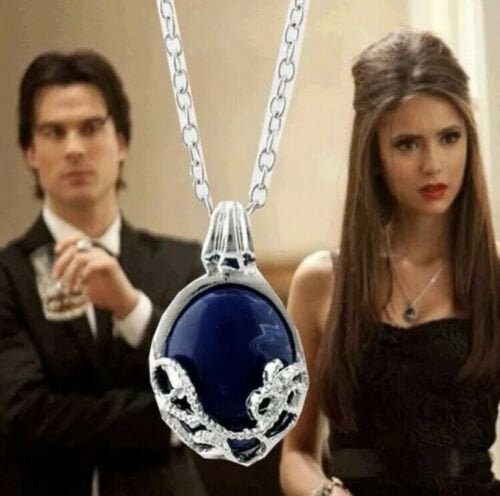 The Vampire Diaries Necklace Katherine Elena Gilbert Blue Stone Elegant  Pendant - Etsy