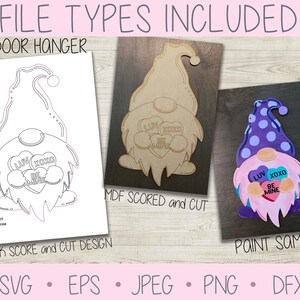 Valentines gnome door hanger svg