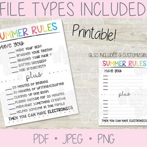 Summer Rules Printable
