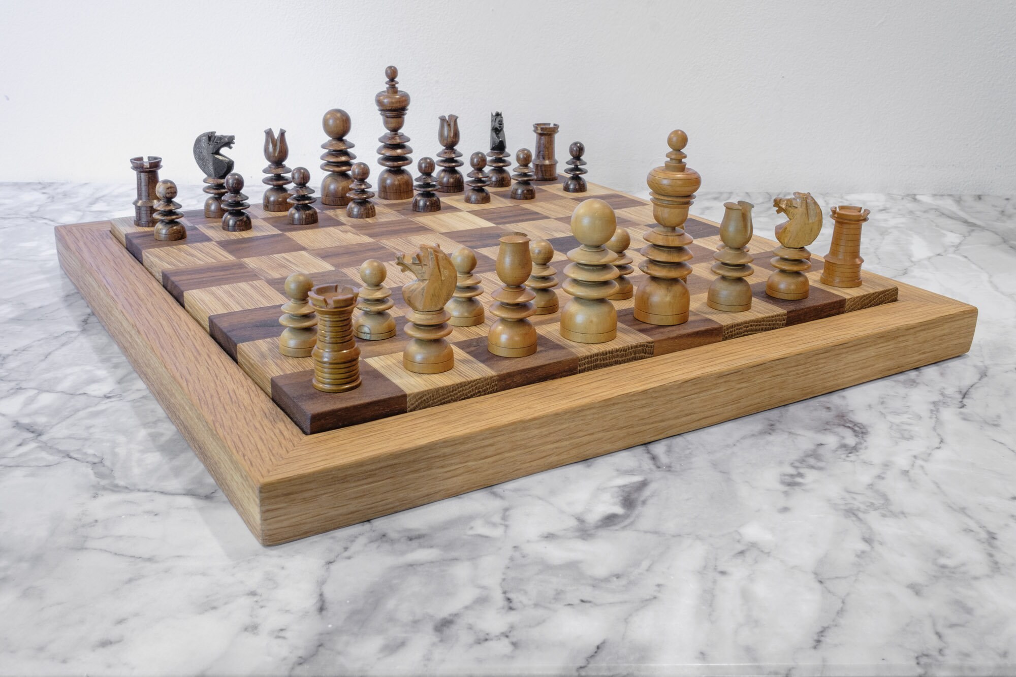 Sunrise Walnut & Maple Chess Board with Notation - 2 Squares 