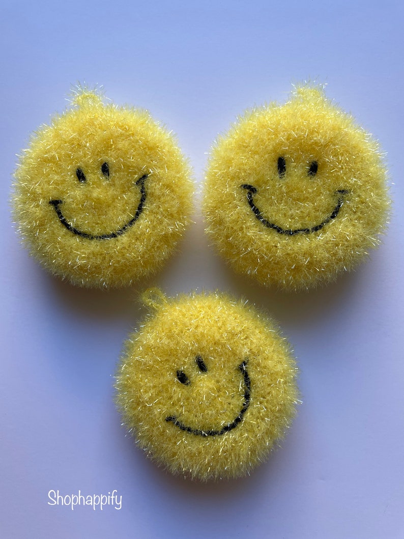 Smiling Face Scrubbies Dish Scrubbies Crochet Scrubbies - Etsy