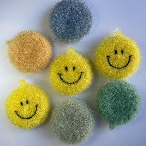 Smiling Face Scrubbies | Dish Scrubbies Crochet | Scrubbies | Dish ...