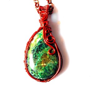 Natural Chrysocolla Pendant Handmade Pendant Wire Wrapped Pendant Copper Pendant Gemstone  Pendant Women Pendant Birthday Gifts