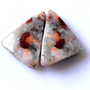 Natural Crazy lace Agate Gemstone Pair Cabochon Loose Gemstone Pair