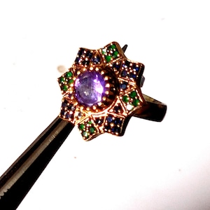 Amethyst Emerald ring handmade women ring Turkish handmade silver ladies ring ottoman ring authentic ladies ring 925k steering silver ring