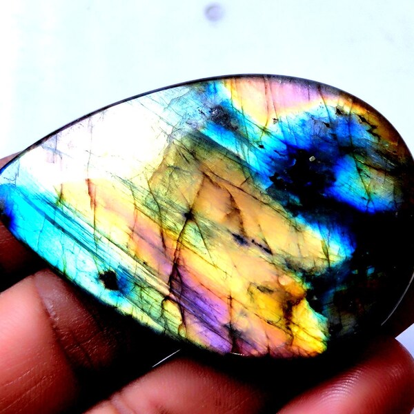 Amazing labradorite Smooth Cabochon Gemstone Size 53.34.6 MM Pear Shape Both Side Polish Wholesaler gemstone Use For Pendant CT 102