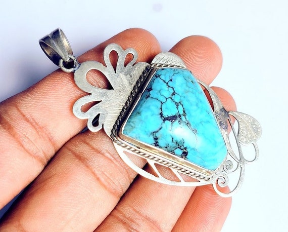 Natural Turquoise Top Quality Gemstone pendent,925-Sterling Silver Wedding  ,Antique Silver Earring,Anniversary Gift Earring