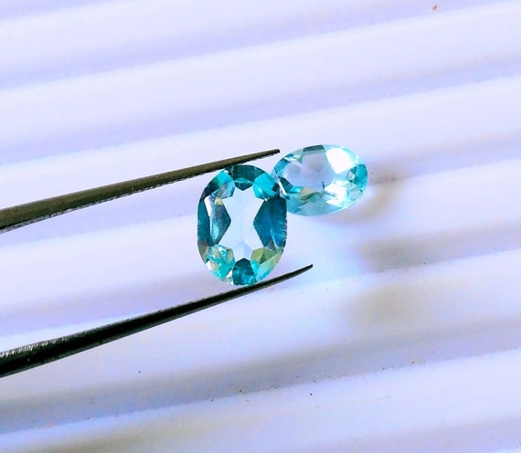 Natural Aquamarine Cut Faceted Gemstone 2 piece Lot shape oval size 9.6.4mm