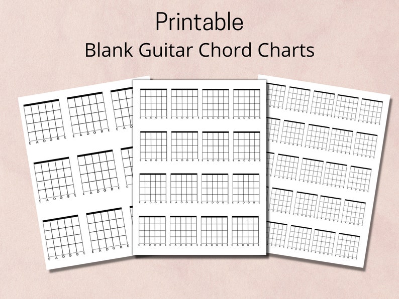 Printable Blank Guitar Chord Charts Guitar Tab Paper 3 Different Sizes ...