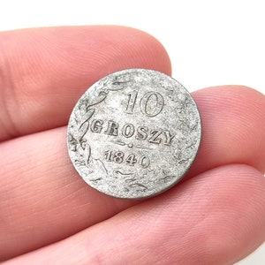 1840 Congress Poland 10 Groszy Silver Coin - Antique Numismatics