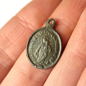 Antique Catholic Medallion: Ancient Religious Amulet Pendant