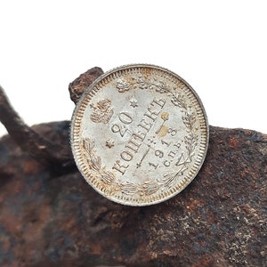 Ancient Russian Empire Silver Coin | 1913 | Russia 20 kopeks | Emperor Nicholas II | Antique Tsarist Russia Money Collection | Numismatics