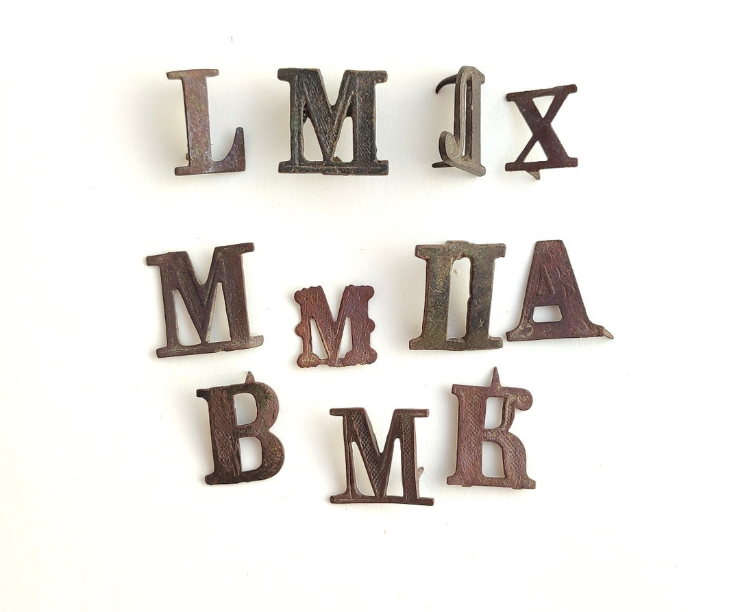 Authentic Letters Ancient Copper Letters | Set of 11 | Original Antique Embroidered ...
