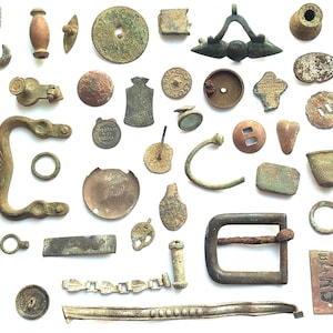 Antique Copper & Bronze Mudlarking Finds: Historical Ornament Details
