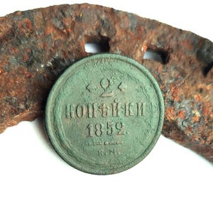 1852 Ancient Russian Empire coin |  Russia 2 kopeks | Emperor Alexander II | Antique Tsarist Russia Money Collection | Numismatics