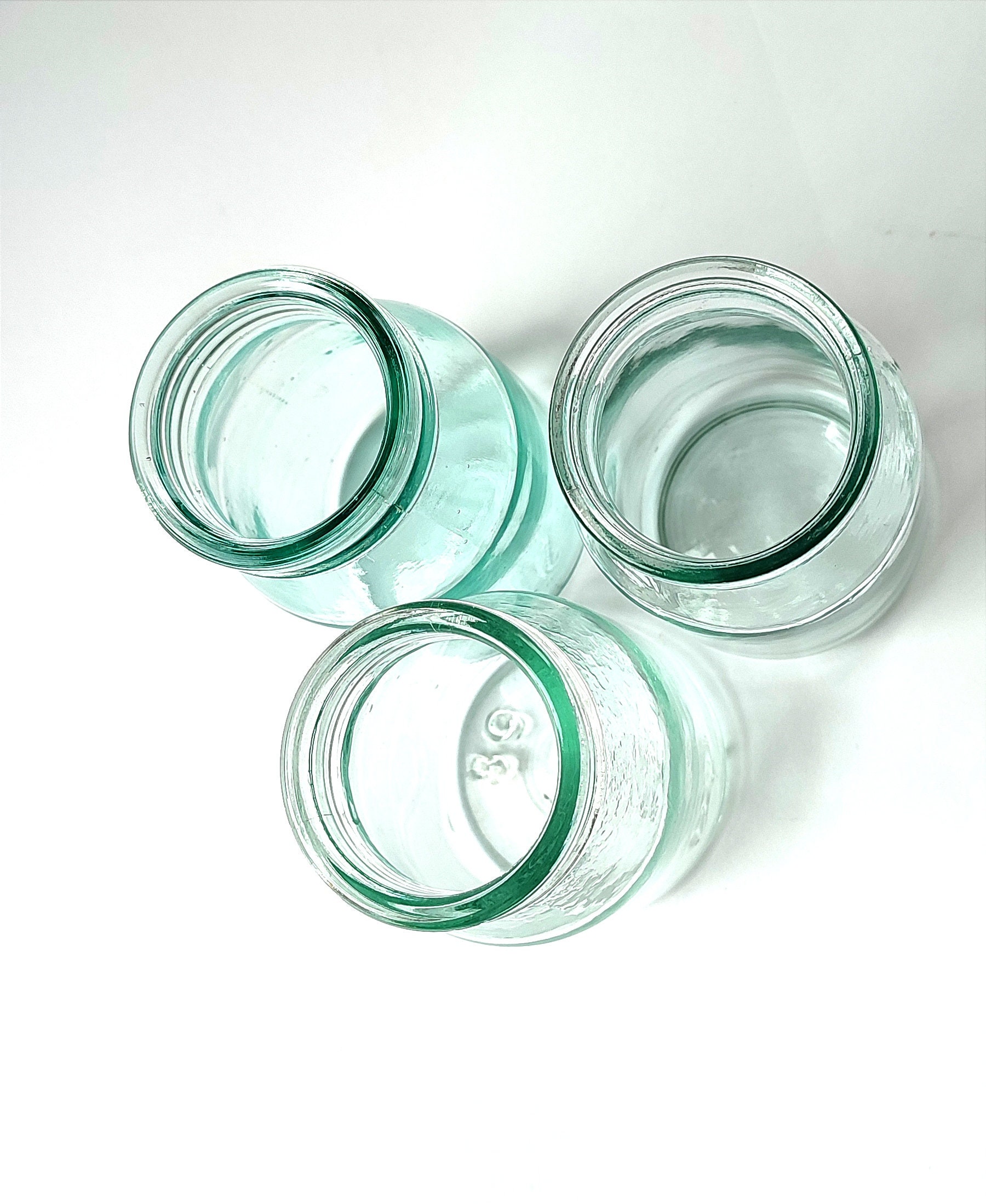Vintage Small Jars Bottles Set of 3 Pcs Old Clear Glass Pots Antique ...