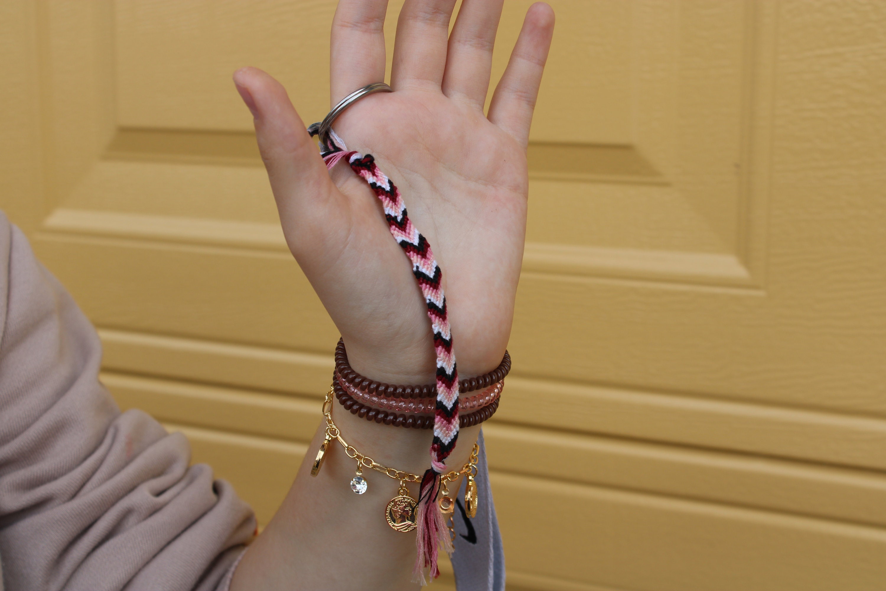 Chevron Pattern Embroidered Floss Keychain Etsy