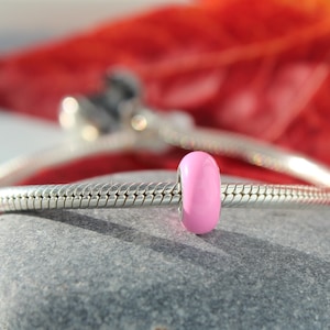 925 Sterling Silver Pink Universal Enamel Stopper/Spacer for Bracelet Charms/Dangles/Beads, Fits Pandora Bracelet, Jewellery Accessories