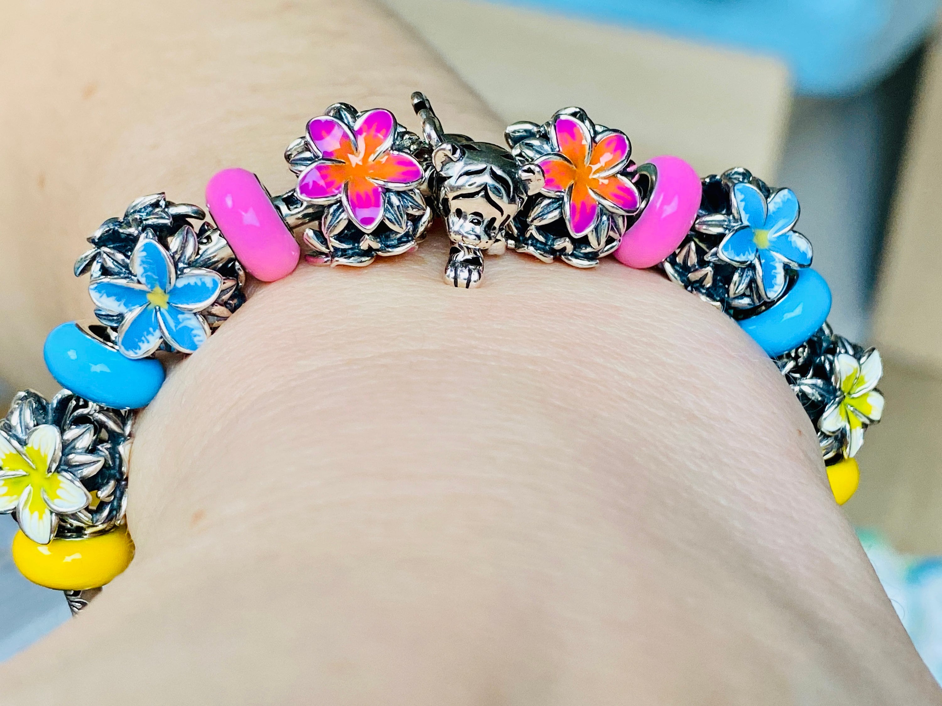 SOLID Sterling Silver Yellow Frangipani Flower Spacer Charm By YOUnique