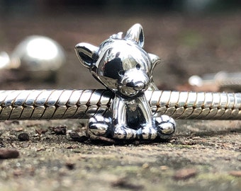 Smarty the Fox 925 Sterling Silver Charm for Bracelet, Fits Pandora Bracelet, I Love Foxes, Domesticated Fox, Furry Friends, Cute Puppy