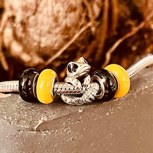 Charm de geco Leo, Charm Aurora de plata de ley 925, compatible con pulsera Pandora, Geco leopardo, Reptil, Lagartos, Amor por los gecos, Mascotas exóticas, Mascota