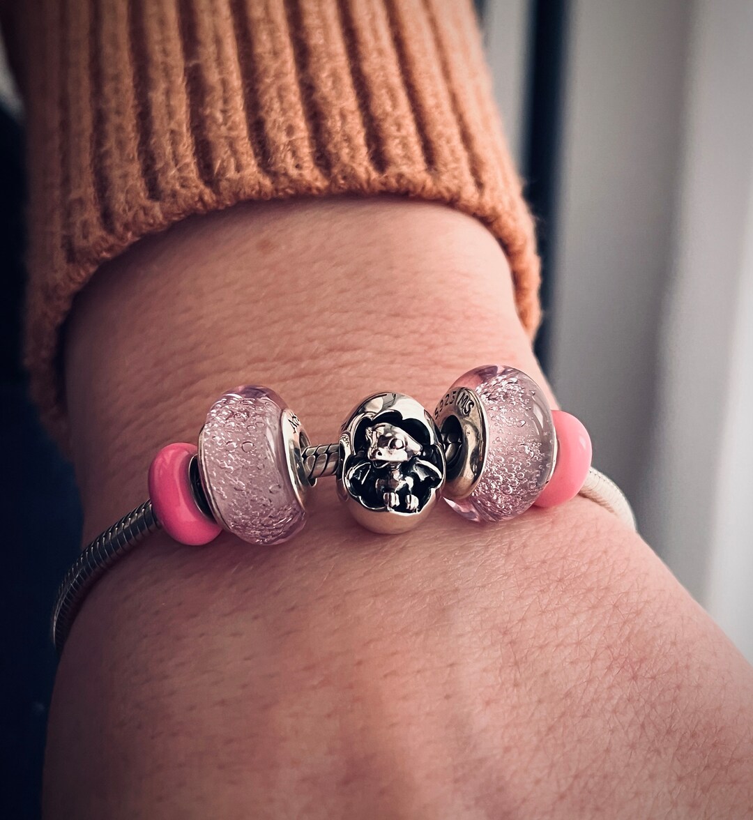 Pink Rose Droplets Murano Glass Bead, Aurora Charm, Pandora