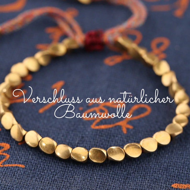 Bracelet made of gold-colored copper beads Buddha Ethno Buddhism Mantra Tibet image 4