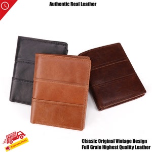 Original Full Grain Leather Men's Wallet Cards Coin slots Zip bag Gift husband Slim Classis Unique gentlemen's Wallet Birthday anniversary