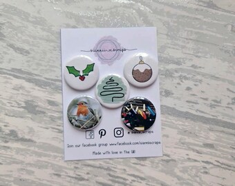 Set 1. Christmas Scrapbooking flair, Scrapbooking supplies, Paper craft, Embellishments, Flat back buttons, flat backs, tin pins