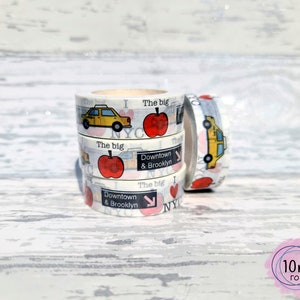 NYC washi tape, New York washi tape, reizen washi, hand getrokken washi, brede washi, planner tape, ambachtelijke tape, Scrapbooking tape, Journal tape