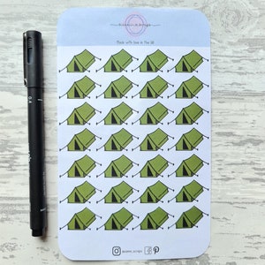 Tent stickervel, Vakantie/vakantie stickers, functionele planner stickers, journaling stickers, Scrapbooking stickers, camping stickers.