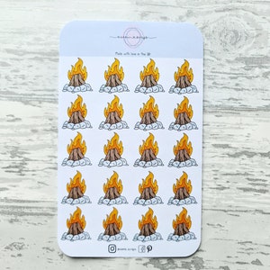 Kampvuurstickers, campingstickers, vakantiestickers, plannerstickers, dagboekstickers, scrapbookingstickers, stickers voor reizigersnotitieboekjes.