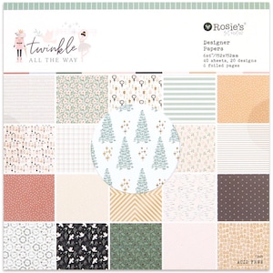 Rosie's Studio 6 x6 paper pad, Twinkle all the way collectie, scrapbooking papier, scrapbooking stickers, scrapbooking benodigdheden, papier ambacht