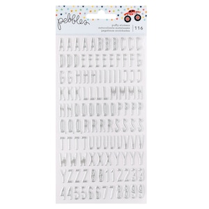 Adesivos de alfabeto inchados para scrapbooking, mais grossos, pedrinhas, scrapbooking, cortes, registro no diário, scrapbooking, artesanato em papel, enfeites