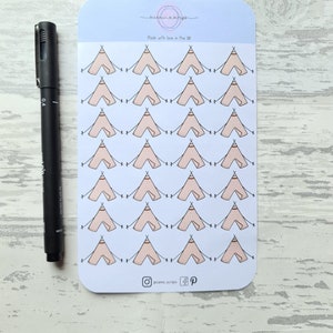 Tipi stickers, camping stickers, vakantie, planner stickers, journaling stickers, Scrapbooking stickers, traveler's notebook stickers.