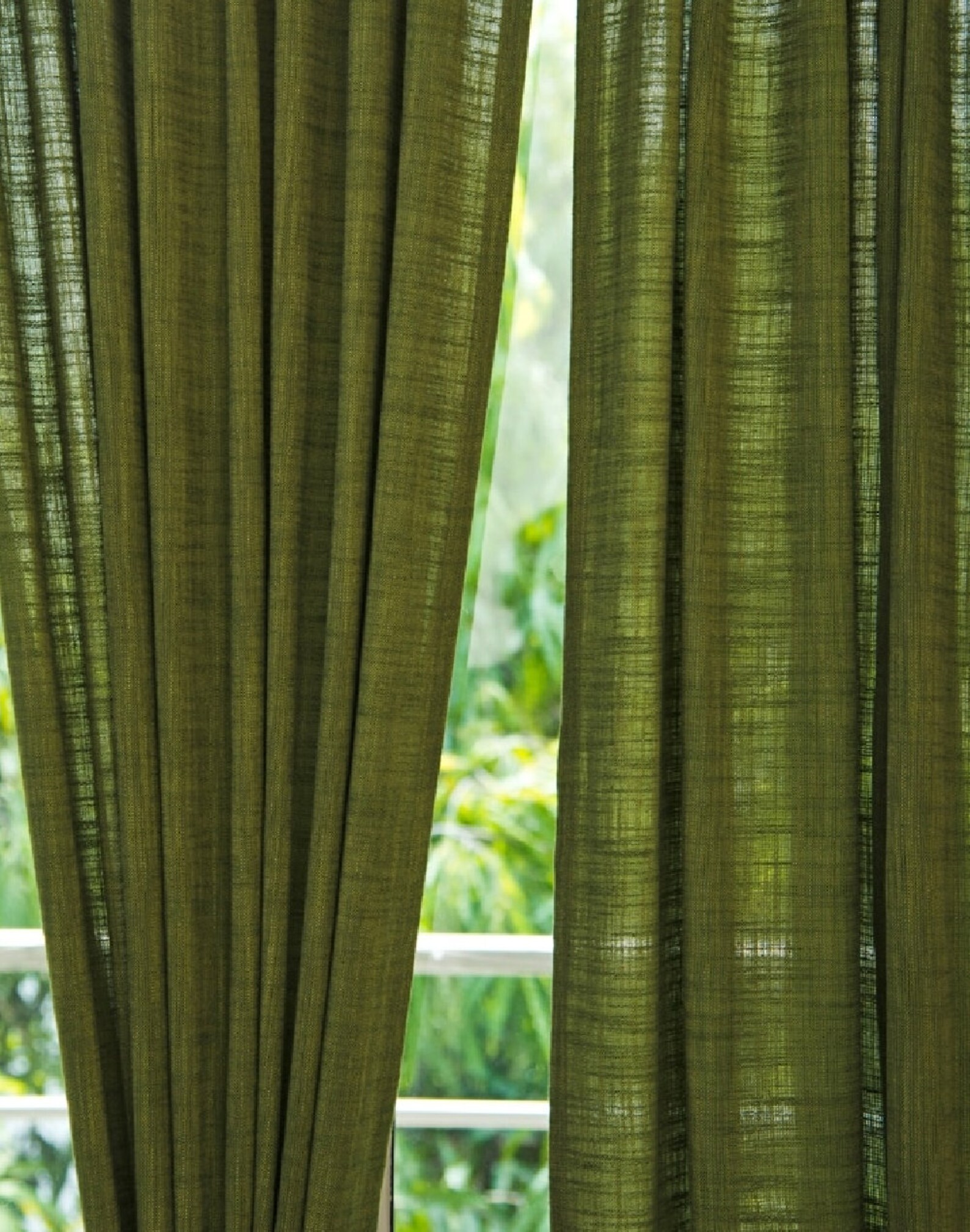 Olive Green Linen Curtains Linen Window Drape / Linen Etsy