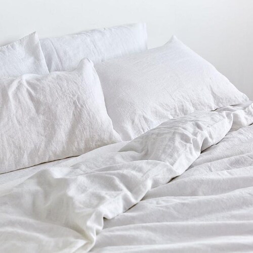 Washed Cotton Duvet Cover With Matching Pillow Cases / White Etsy