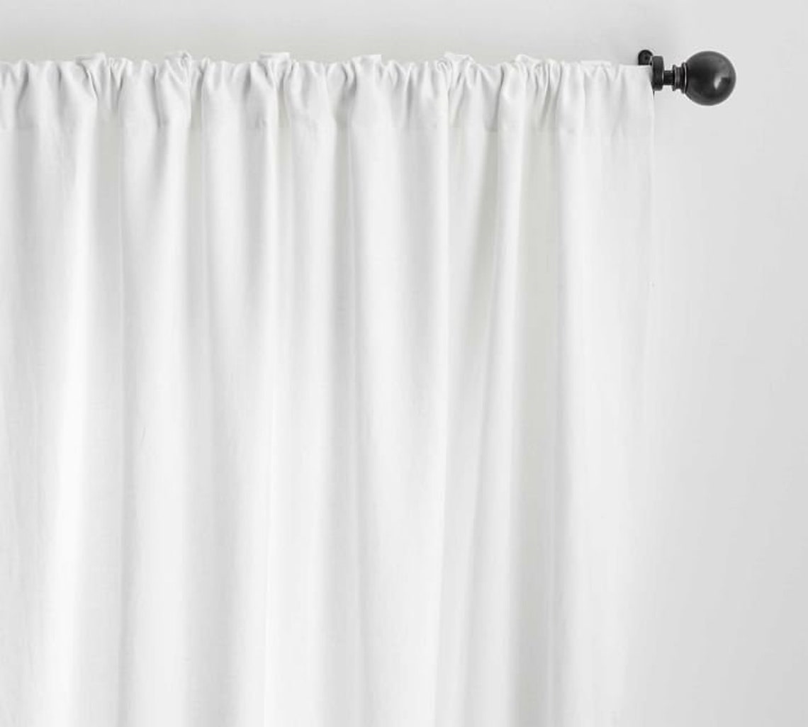 White Cotton Curtain Set / 2 Panel Curtain for Bedroom Etsy