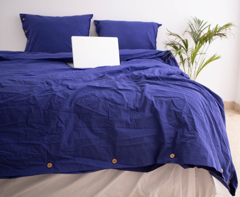 Navy Blue Duvet Cover / Washed Cotton Duvet Cover Set / Navy Etsy
