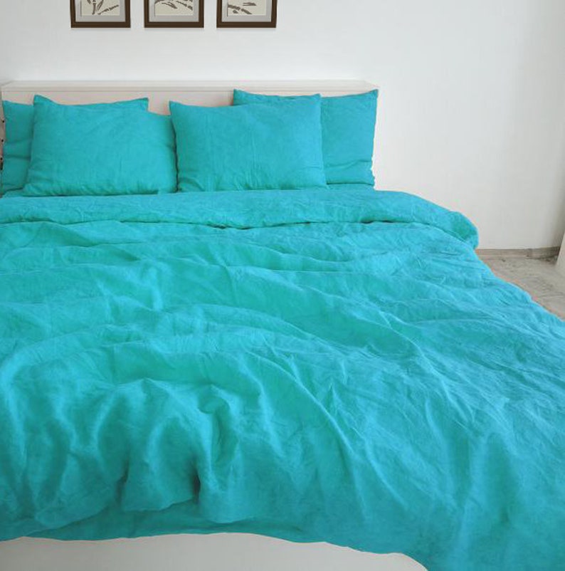 Bright turquoise 100 Cotton duvet cover / 3 pcs set cotton Etsy
