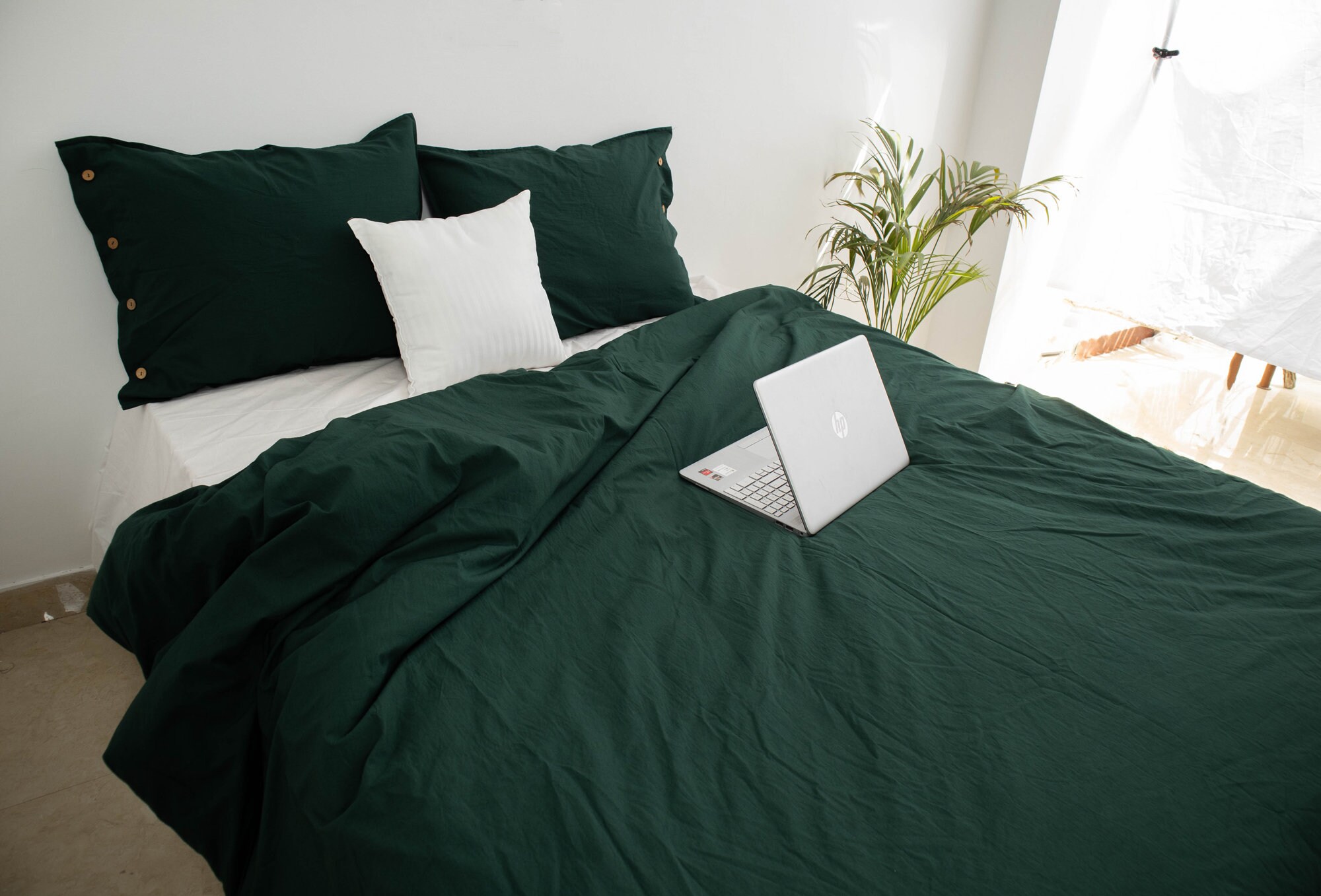 Emerald Green Duvet Cover Boho Cotton Duvet Cover With Etsy