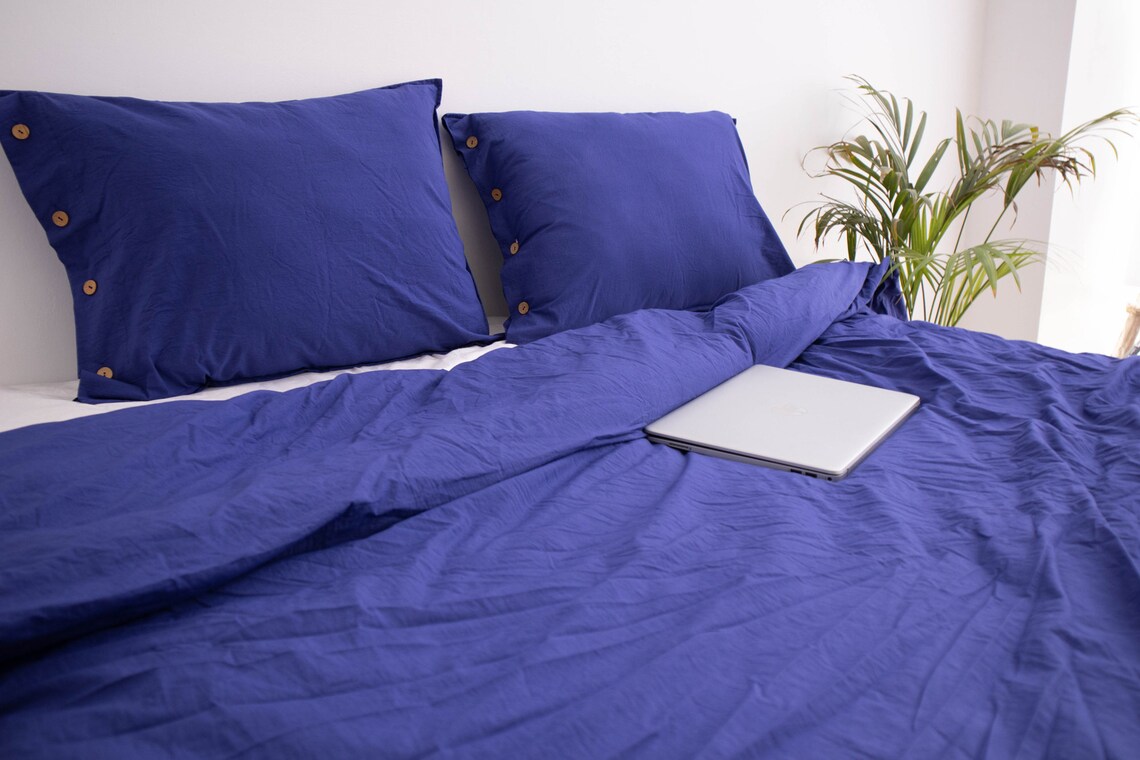 Navy Blue Duvet Cover / Washed Cotton Duvet Cover Set / Navy Etsy